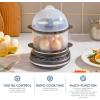 imageElite Gourmet EGC314B Easy Egg Cooker Food Steamer Rice Cooker Poacher Omelet ampamp Soft Medium HardBoiled with Programmable Presets and Delay Timer BPA Free 14 eggs BlackBlack