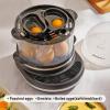 imageElite Gourmet EGC314B Easy Egg Cooker Food Steamer Rice Cooker Poacher Omelet ampamp Soft Medium HardBoiled with Programmable Presets and Delay Timer BPA Free 14 eggs BlackCharcoal