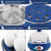 imageElite Gourmet EGC322CW Easy Egg Cooker Electric 7Egg Capacity Soft Medium HardBoiled Egg Cooker with Auto ShutOff Measuring Cup Included BPA Free Classic WhiteBlue