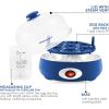 imageElite Gourmet EGC322CW Easy Egg Cooker Electric 7Egg Capacity Soft Medium HardBoiled Egg Cooker with Auto ShutOff Measuring Cup Included BPA Free Classic WhiteBlue