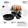 imageElite Gourmet EGC322CW Easy Egg Cooker Electric 7Egg Capacity Soft Medium HardBoiled Egg Cooker with Auto ShutOff Measuring Cup Included BPA Free Classic WhiteStainless Steel