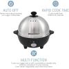 imageElite Gourmet EGC508 Rapid Egg Cooker 7 EasyToPeel Hard Medium Soft Boiled Eggs Poacher Omelet Maker Auto ShutOff Alarm 16Recipe Booklet Stainless SteelStainless Steel