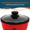 imageElite Gourmet EGL6101 Personal Stir Fry Griddle Pan Rapid Heat Up 650 Watts Nonstick Electric Skillet with Tempered Glass Lid Red85