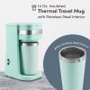 imageElite Gourmet EHC111A Personal SingleServe Compact Coffee Maker Brewer Includes 14Oz Stainless Steel Interior Thermal Travel Mug Compatible with Coffee Grounds Reusable Filter BlackMint
