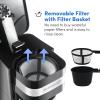 imageElite Gourmet EHC111A Personal SingleServe Compact Coffee Maker Brewer Includes 14Oz Stainless Steel Interior Thermal Travel Mug Compatible with Coffee Grounds Reusable Filter BlackBlackStainless Steel