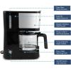 imageElite Gourmet EHC5055 Automatic Brew ampamp Drip Coffee Maker with Pause N Serve Reusable Filter OnOff Switch Water Level Indicator BlackStainless Steel