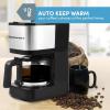 imageElite Gourmet EHC5055 Automatic Brew ampamp Drip Coffee Maker with Pause N Serve Reusable Filter OnOff Switch Water Level Indicator BlackStainless Steel