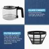 imageElite Gourmet EHC5055 Automatic Brew ampamp Drip Coffee Maker with Pause N Serve Reusable Filter OnOff Switch Water Level Indicator BlackStainless Steel