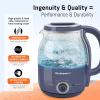imageElite Gourmet EKT1220M 12L Electric BPAFree 1200W Glass Kettle Temperature Dial Keep Warm Function Cordless 360 Base Blue LED Interior Auto ShutOff Function  Quick Boil MintSlate Blue
