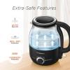 imageElite Gourmet EKT1220M 12L Electric BPAFree 1200W Glass Kettle Temperature Dial Keep Warm Function Cordless 360 Base Blue LED Interior Auto ShutOff Function  Quick Boil MintBlack