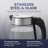 imageElite Gourmet EKT602 Electric BPAFree Glass Kettle Cordless 360 Base Stylish Blue LED Interior Handy Auto ShutOff Function  Quickly Boil Water For Tea ampamp MoreStainless SteelGlass