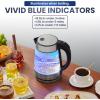 imageElite Gourmet EKT602 Electric BPAFree Glass Kettle Cordless 360 Base Stylish Blue LED Interior Handy Auto ShutOff Function  Quickly Boil Water For Tea ampamp MoreStainless SteelGlass