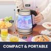 imageElite Gourmet EKT602 Electric BPAFree Glass Kettle Cordless 360 Base Stylish Blue LED Interior Handy Auto ShutOff Function  Quickly Boil Water For Tea ampamp MoreStainless SteelGlass