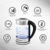 imageElite Gourmet EKT602 Electric BPAFree Glass Kettle Cordless 360 Base Stylish Blue LED Interior Handy Auto ShutOff Function  Quickly Boil Water For Tea ampamp MoreGlass