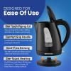 imageElite Gourmet EKT602 Electric BPAFree Glass Kettle Cordless 360 Base Stylish Blue LED Interior Handy Auto ShutOff Function  Quickly Boil Water For Tea ampamp MoreBlack