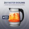 imageElite Gourmet EKT602 Electric BPAFree Glass Kettle Cordless 360 Base Stylish Blue LED Interior Handy Auto ShutOff Function  Quickly Boil Water For Tea ampamp MoreStainless SteelGlass