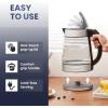 imageElite Gourmet EKT602 Electric BPAFree Glass Kettle Cordless 360 Base Stylish Blue LED Interior Handy Auto ShutOff Function  Quickly Boil Water For Tea ampamp MoreStainless SteelGlass
