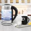 imageElite Gourmet EKT602 Electric BPAFree Glass Kettle Cordless 360 Base Stylish Blue LED Interior Handy Auto ShutOff Function  Quickly Boil Water For Tea ampamp MoreGlass
