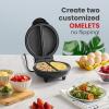 imageElite Gourmet EOM123 NonStick Omelet Frittata Snack Pocket Maker Dessert Maker 2 Individual 56quot Omelets Stainless SteelStainless Steel and Black