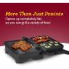 imageElite Gourmet EPN2976 2in1 Nonstick Panini Press ampamp Indoor Grill Opens 180Degree Gourmet Sandwich Maker Floating Hinge Fits All Foods Contact Grill with Removable Grease Tray Stainless SteelBlack