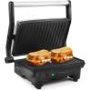 imageElite Gourmet EPN2976 2in1 Nonstick Panini Press ampamp Indoor Grill Opens 180Degree Gourmet Sandwich Maker Floating Hinge Fits All Foods Contact Grill with Removable Grease Tray Stainless SteelBlack