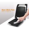 imageElite Gourmet EPN2976 2in1 Nonstick Panini Press ampamp Indoor Grill Opens 180Degree Gourmet Sandwich Maker Floating Hinge Fits All Foods Contact Grill with Removable Grease TrayStainless Steel