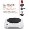 imageElite Gourmet ESB301F Countertop Single Cast Iron Burner 1000 Watts Electric Hot Plate Temperature Controls Power Indicator Lights Easy to Clean WhiteCast Single