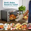 imageElite Gourmet ETO4510B French Door 475Qt 18Slice Convection Oven 4Control Knobs Bake Broil Toast Rotisserie Keep Warm Includes 2 x 14quot Pizza Racks Stainless SteelStainless Steel and Black