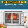 imageElite Gourmet ETO4510M French Door 475Qt 18Slice Convection Oven 4Control Knobs Bake Broil Toast Rotisserie Keep Warm Includes 2 x 12quot Pizza Racks Stainless Steel18Slice  45L