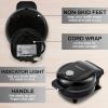 imageElite Gourmet EWM013B Electric Nonstick Mini Waffle Maker with 5inch cooking surface Belgian Waffles Compact Design Hash Browns Keto Snacks Sandwich Eggs Easy to Clean BlackBlack