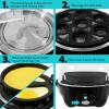 imageElite Gourmet Easy Electric 7 Egg Capacity Cooker Poacher Omelet Maker Scrambled Soft Medium Hard Boiled with Auto ShutOff and Buzzer BPA FreeBlack