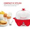 imageElite Gourmet Easy Electric 7 Egg Capacity Cooker Poacher Omelet Maker Scrambled Soft Medium Hard Boiled with Auto ShutOff and Buzzer BPA FreeRed