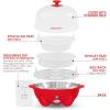 imageElite Gourmet Easy Electric 7 Egg Capacity Cooker Poacher Omelet Maker Scrambled Soft Medium Hard Boiled with Auto ShutOff and Buzzer BPA FreeRed