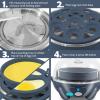 imageElite Gourmet Easy Electric 7 Egg Capacity Soft Medium HardBoiled Cooker Poacher Scrambled Omelet Maker with Auto ShutOff and Buzzer BPA FreeGrey Blue