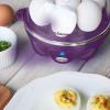 imageElite Gourmet Easy Electric 7 Egg Capacity Soft Medium HardBoiled Cooker Poacher Scrambled Omelet Maker with Auto ShutOff and Buzzer BPA FreePurple