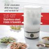 imageElite Gourmet MaxiMatic Electric Food Vegetable Steamer with BPAFree 3 Tier Stackable Nested Basket Trays Auto Shutoff 60min Timer 800W 9 Quart Stainless Steel75 Quart