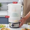 imageElite Gourmet MaxiMatic Electric Food Vegetable Steamer with BPAFree 3 Tier Stackable Nested Basket Trays Auto Shutoff 60min Timer 800W 9 Quart Stainless Steel75 Quart