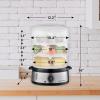 imageElite Gourmet MaxiMatic Electric Food Vegetable Steamer with BPAFree 3 Tier Stackable Nested Basket Trays Auto Shutoff 60min Timer 800W 9 Quart Stainless Steel95 Quart