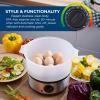 imageElite Gourmet MaxiMatic Electric Food Vegetable Steamer with BPAFree 3 Tier Stackable Nested Basket Trays Auto Shutoff 60min Timer 800W 9 Quart Stainless Steel25 Quart
