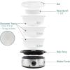 imageElite Gourmet MaxiMatic Electric Food Vegetable Steamer with BPAFree 3 Tier Stackable Nested Basket Trays Auto Shutoff 60min Timer 800W 9 Quart Stainless Steel95 Quart