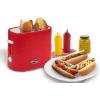 imageElite by Americana ECT542R Retro PopUp Hot Dog and Bun Toaster Cooker Machine with Tongs Heat Veggie Links Kosher Beef Turkey Sausages Bratwurst 2 Slice RedBlue
