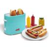 imageElite by Americana ECT542R Retro PopUp Hot Dog and Bun Toaster Cooker Machine with Tongs Heat Veggie Links Kosher Beef Turkey Sausages Bratwurst 2 Slice RedRed