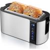 imageElite Gourmet ECT5322 Long Slot 4 Slice Toaster Countdown Timer Bagel Function 6 Toast Setting Defrost Cancel Function Builtin Warming Rack Extra Wide Slots for Bagels Waffles Stainless SteelBlack  Stainless Steel