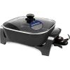 imageElite Gourmet EG6201 Extra Deep 12quotx12quotx32quot 75Qt Scratch Resistant Dishwasher Safe Nonstick Electric Skillet with Glass Vented Lid Adjustable Temperature Black75 Quart