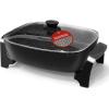 imageElite Gourmet EG6201 Extra Deep 12quotx12quotx32quot 75Qt Scratch Resistant Dishwasher Safe Nonstick Electric Skillet with Glass Vented Lid Adjustable Temperature Black105Qt