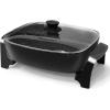 imageElite Gourmet EG6203 Extra Deep 16quotx13quotx32quot 105Qt Scratch Resistant Easy Pour Spout Dishwasher Safe Nonstick Electric Skillet with Glass Vented Lid Adjustable Temperature Black105Qt