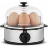 imageElite Gourmet EGC322CW Easy Egg Cooker Electric 7Egg Capacity Soft Medium HardBoiled Egg Cooker with Auto ShutOff Measuring Cup Included BPA Free Classic WhiteStainless Steel