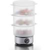 imageElite Gourmet MaxiMatic Electric Food Vegetable Steamer with BPAFree 3 Tier Stackable Nested Basket Trays Auto Shutoff 60min Timer 800W 9 Quart Stainless Steel75 Quart
