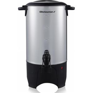 imageElite Gourmet CCM040 Stainless Steel 40 Cup Coffee Urn Removable Filter For Easy Cleanup Two Way Dispenser with CoolTouch Handles Electric Coffee Maker Urn Stainless Steel40 Cup