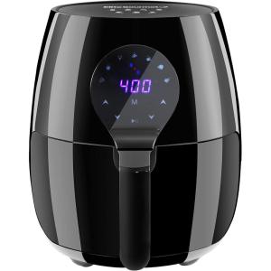 imageElite Gourmet EAF5317D Digital 53Qt Hot Air Fryer 7 Menu Functions 1350W OilLess Healthy Cooker Timer ampamp Temperature Controls PFOAPTFE Free Black53 Quart